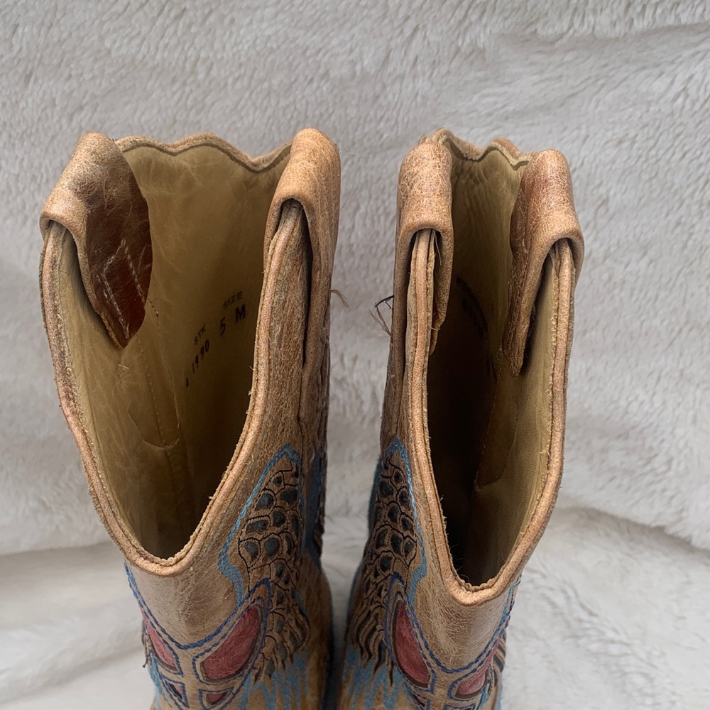 Women's Tan and Red Western Heeled Boots - Picture 10 of 10